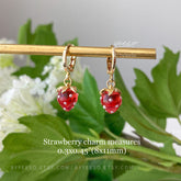 Tiny Strawberry Huggie hoops Earrings - Cute Creative Fruit Earrings - Handmade Earring Gift